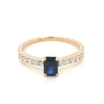 Petite Sapphire And Diamond Ring In 18k Rose Gold.