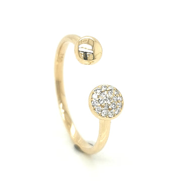 Open Cuff, Negative Space Design Diamond Ring In 18k Yellow Gold.