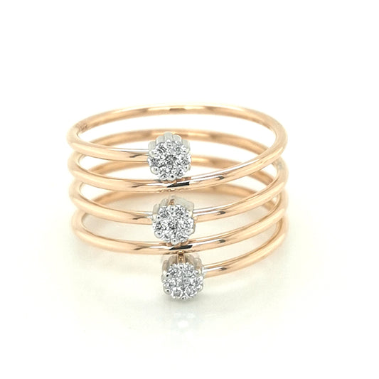 Diamond Spiral, Coil Ring In 18k Rose Gold.