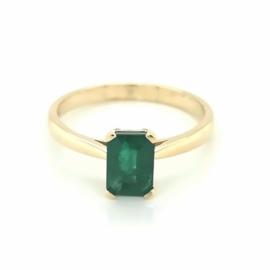 May Birthstone,  Emerald Ring In 18k Yellow Gold.
