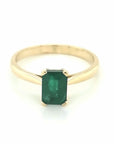 May Birthstone,  Emerald Ring In 18k Yellow Gold.