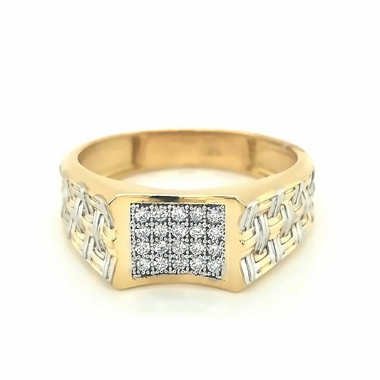 Cluster Set Diamond Ring For Men In 18k Gold.