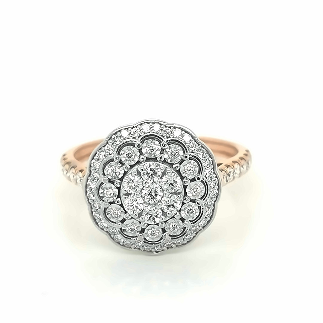 Mandala Inspired Diamond Ring In 18k Rose Gold.