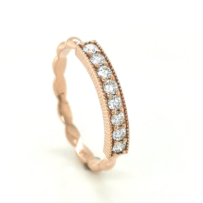 Half Eternity Diamond Ring, Wedding Ring, Fashion Ring In 18k Rose Gold.