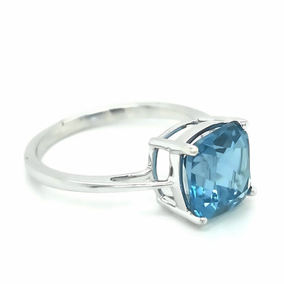 London Blue Topaz Ring In 18k White Gold.
