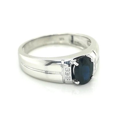 Sapphire And Diamond Ring In 18k White Gold.