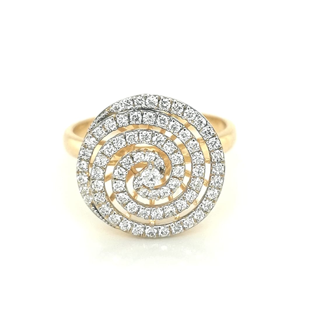 Diamond Swirl Ring In 18k Yellow Gold.