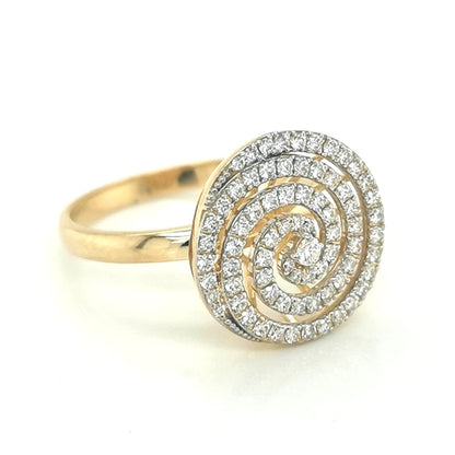 Diamond Swirl Ring In 18k Yellow Gold.