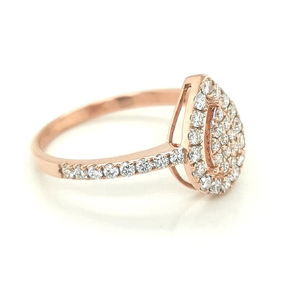 Pear Shape Motif Cluster Set Ring In 18k Rose Gold.