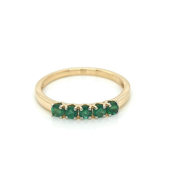 Five Stone Emerald Ring Crafted In 18K Yellow Gold