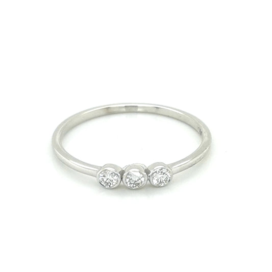 Petite Trilogy Diamond Ring In 18k White Gold.