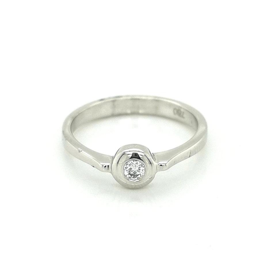 Solitaire Diamond Ring In 18k White Gold
