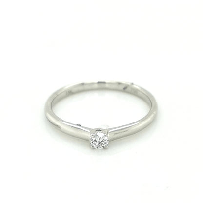 Petite Solitaire Diamond Ring In 18k White Gold