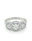 Trilogy Cluster Diamond Ring Crafted In 18K White Gold