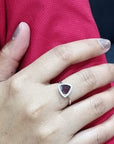 Triangle Shape Garnet Ring Crafted In 18K White Gold