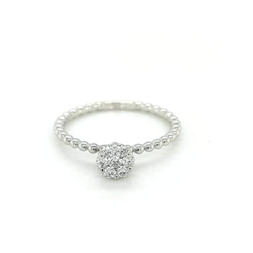 Cluster Diamond Ring Crafted In 18K White Gold