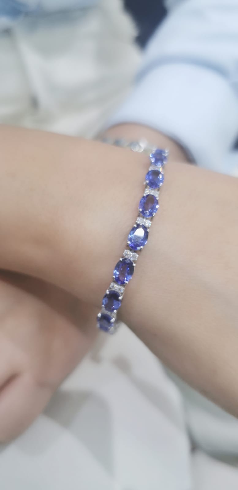 Tanzanite And Diamond Bracelet In 18k White Gold.