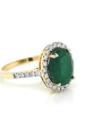 Oval Shape Emerald Diamond Ring Crafted In 18K Yellow  Gold