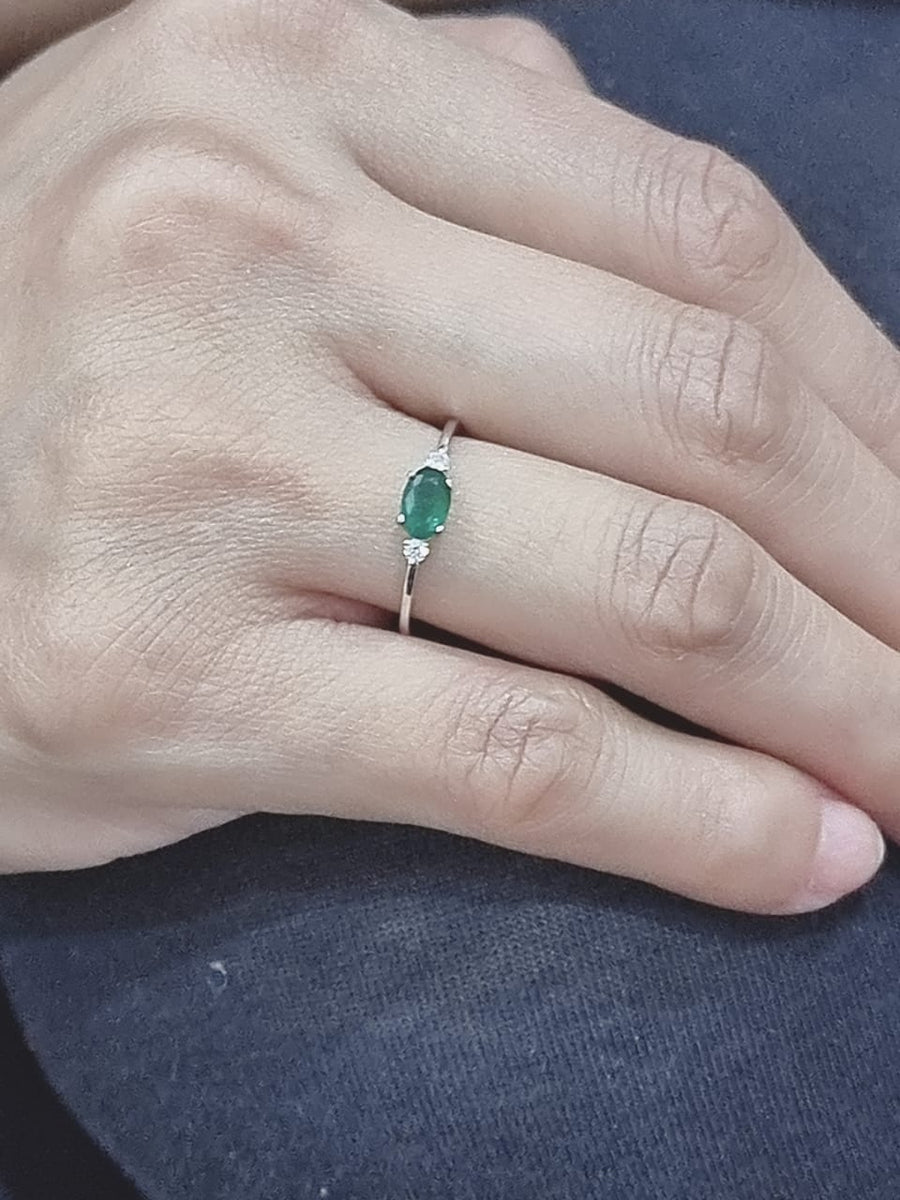 Emerald Ring Crafted In 18K White Gold