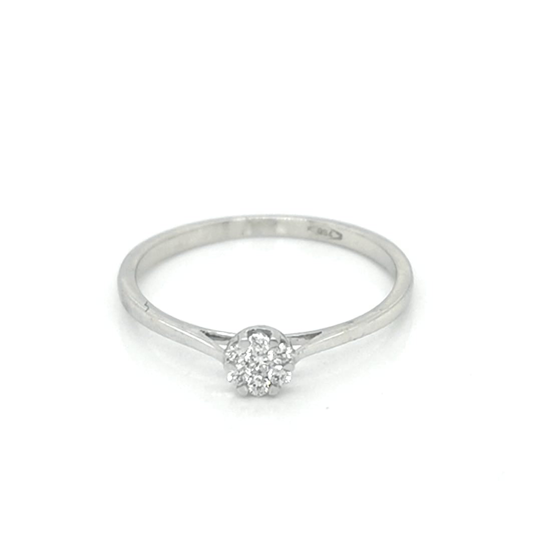 Cluster Diamond Ring Crafted In 18K White Gold.