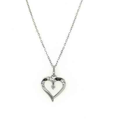 Heart Shape Pendant With Diamonds In 18K White Gold