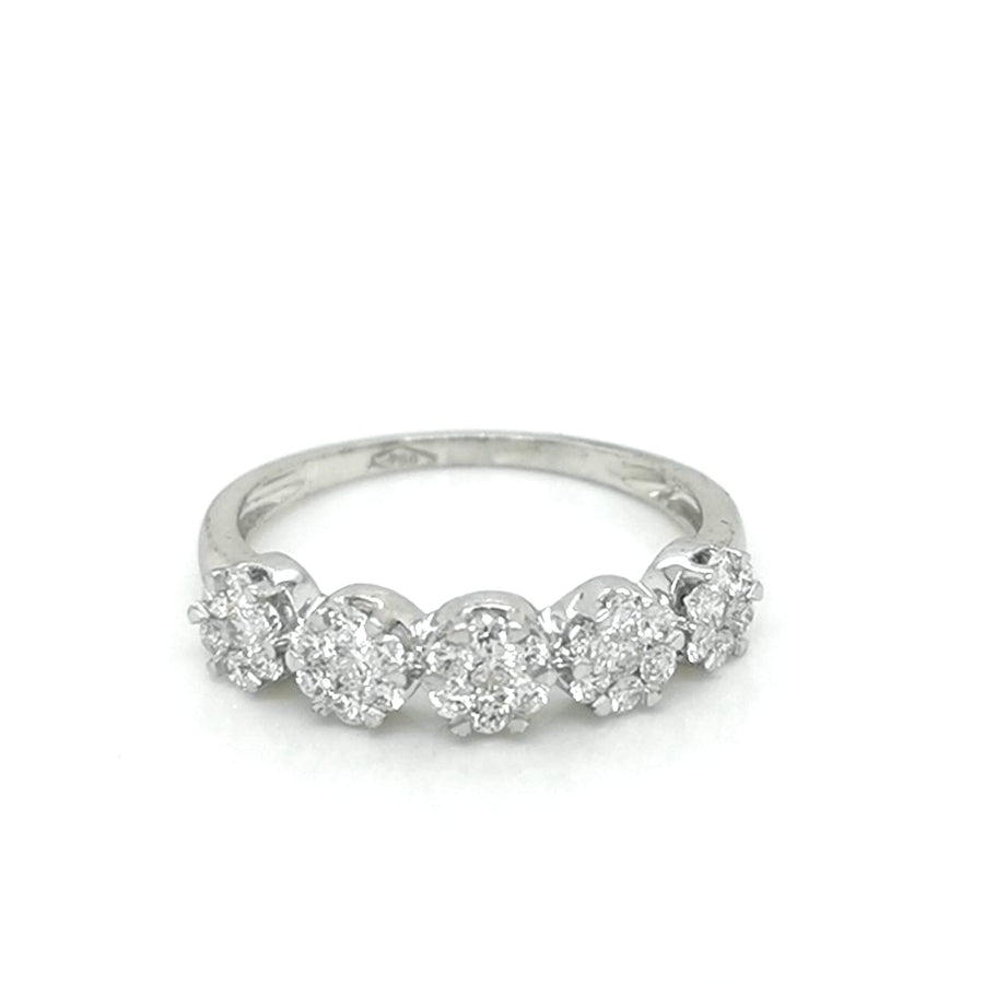 Cluster Diamond Ring Crafted In 18K White Gold