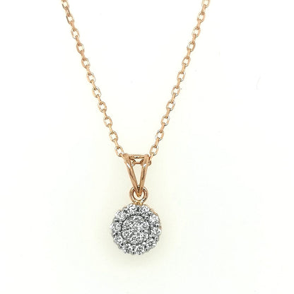 Halo Cluster Diamond Pendant Crafted In 18K Rose Gold