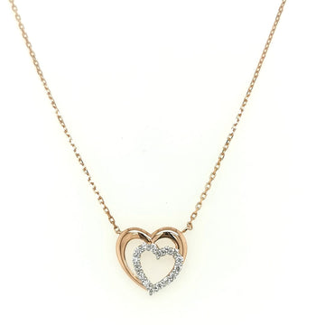 Double Heart Pendant With Diamonds Crafted In 18K Rose Gold