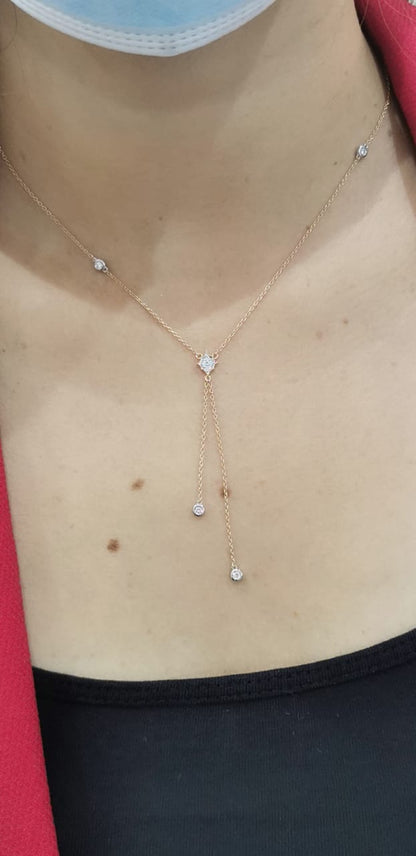 Delicate Diamond Necklace Crafted In 18K  Yellow Gold