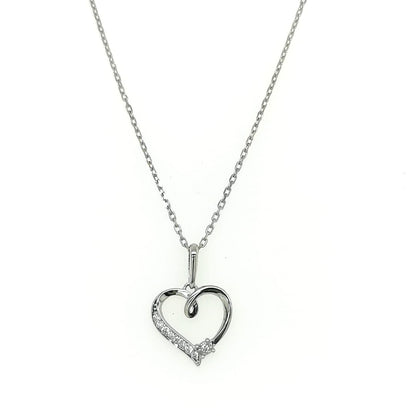 Heart Shape Pendant With DiamondS In 18K White Gold