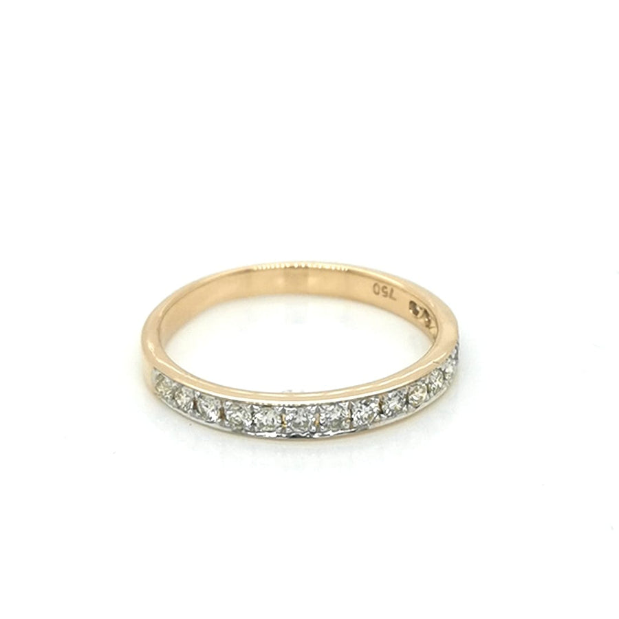 Half Eternity Diamond Ring Crafted In 18K Yellow Gold