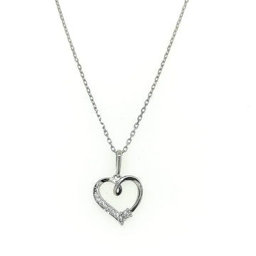 Heart Shape Pendant With DiamondS In 18K White Gold