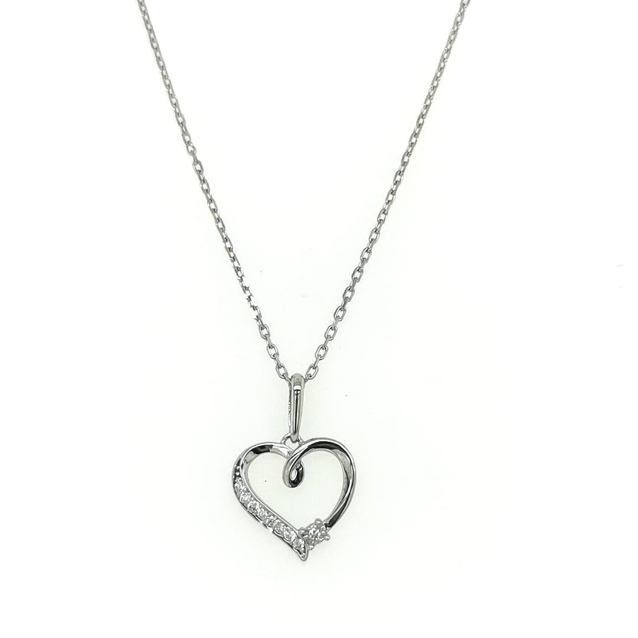 Heart Shape Pendant With DiamondS In 18K White Gold