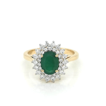 Oval Shape Emerald And Diamond Ring Crafted In 18K Yellow Gold