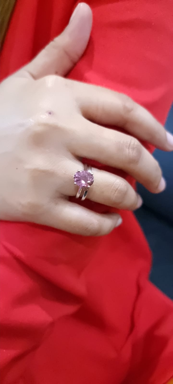 Pink Tourmaline And Diamond Bridal Set, Engagement Ring And Wedding Band In 18k White Gold.