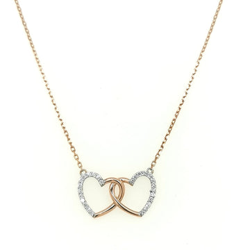 Double Heart Pendant Crafted In 18K Rose Gold