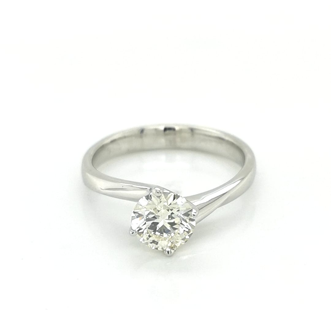 Twisted Solitaire Engagement Ring Crafted In 18K White Gold