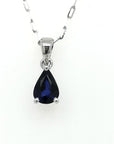 Pear Shape Blue Sapphire Pendant Crafted In 18K White Gold