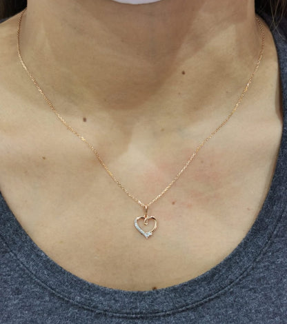 Heart Pendant With Diamonds In 18K Rose Gold