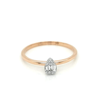 Pear Shape Diamond Ring Crafted In 18K Rose Gold