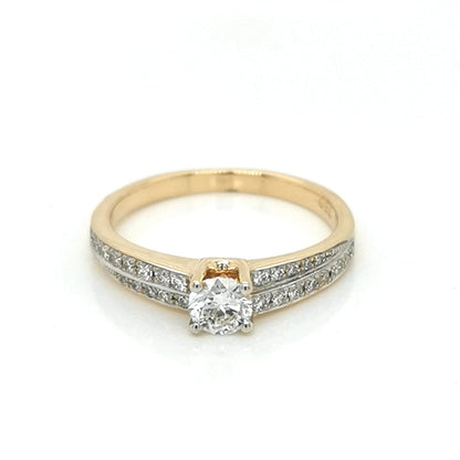 Cluster Diamond Engagement Ring Crafted In 18K Yellow Gold