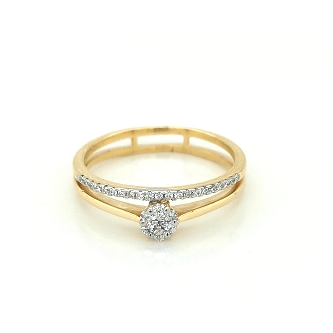 Cluster Diamond Engagement Ring Crafted In 18K Yellow Gold