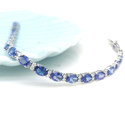 Tanzanite And Diamond Bracelet In 18k White Gold.