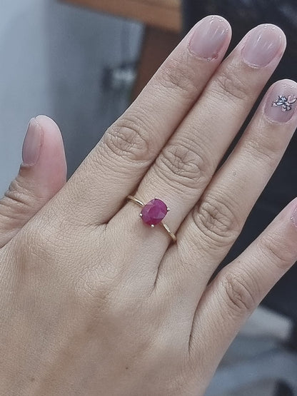 Solitaire Ruby Ring In 18k Rose Gold