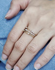 Three Tone Diamond Dress Ring In 18k Gold.