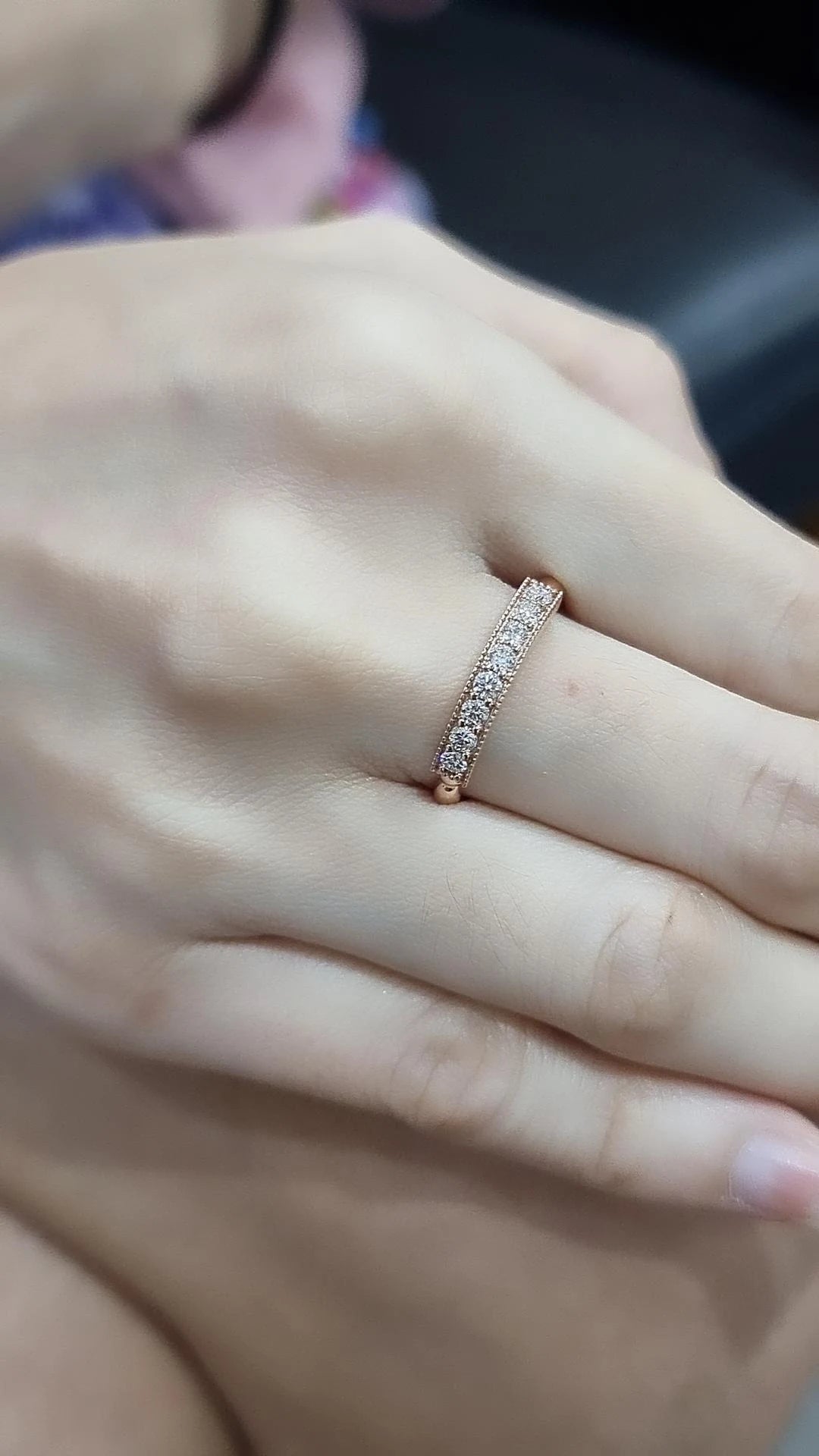 Half Eternity Diamond Ring, Wedding Ring, Fashion Ring In 18k Rose Gold.