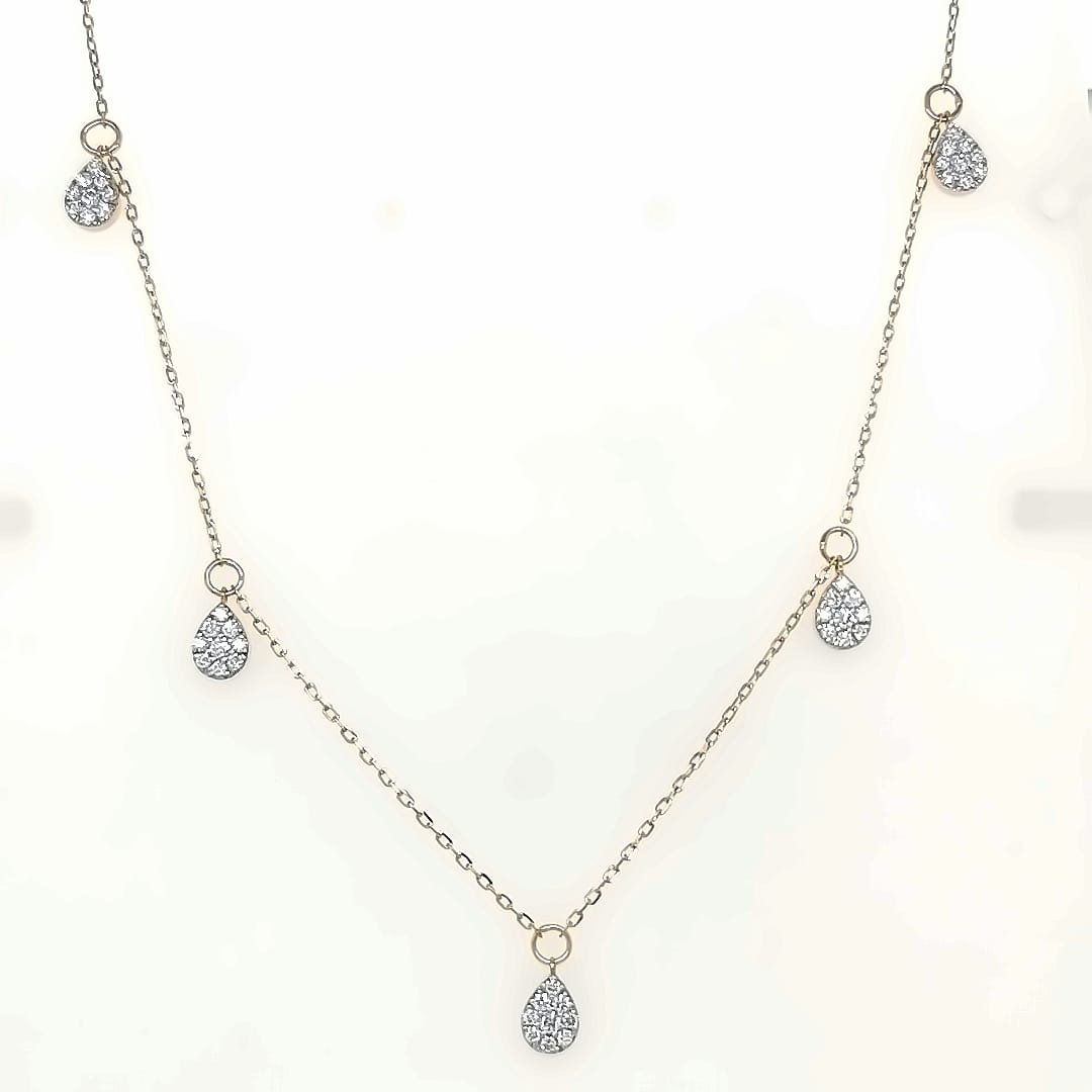 Diamond Necklace In 18k Yellow Gold.