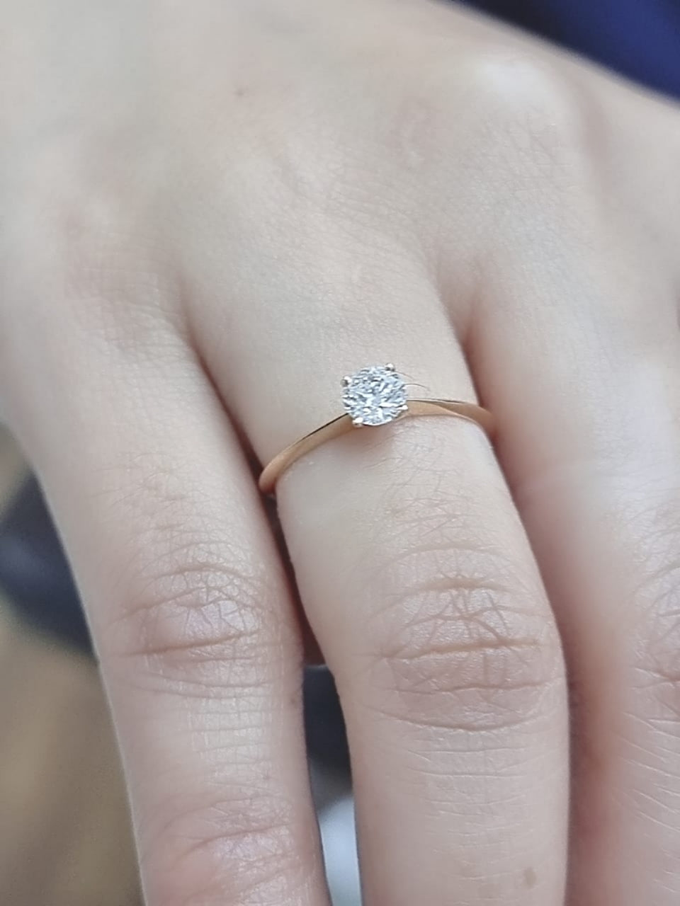 Solitaire Diamond Ring In 18k Rose Gold