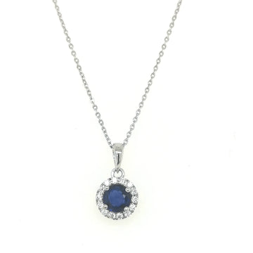 Sapphire And Diamond Pendant In 18k White Gold