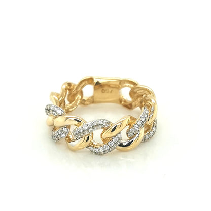 18K Gold Cuban Link Chain Diamond Ring – Unisex Luxury Jewelry